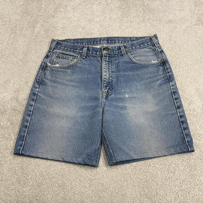 Carhartt denim shorts y2k faded blue Loose skater style work jorts