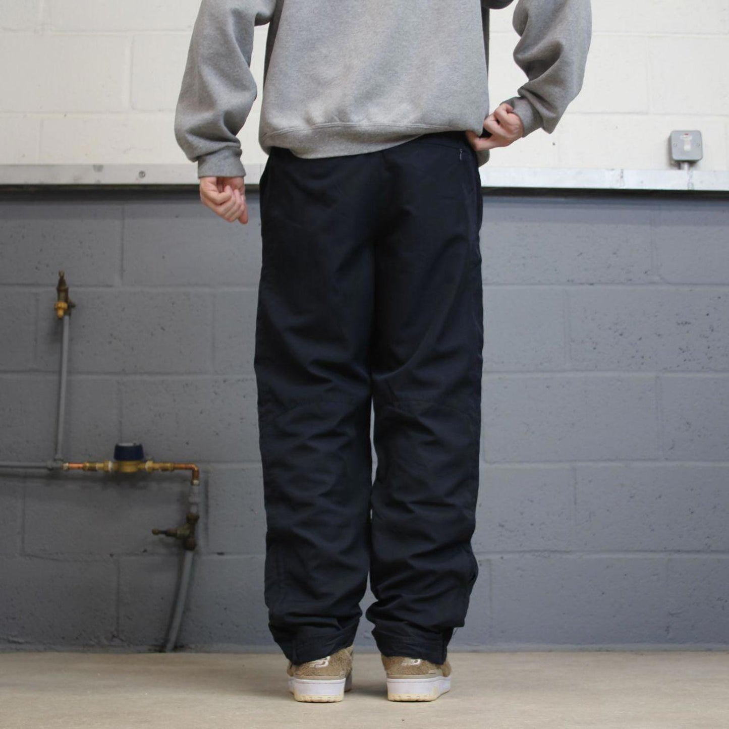 Vintage y2k loose Nike tracksuit bottoms navy black Lightweight mesh lined print logo track pants