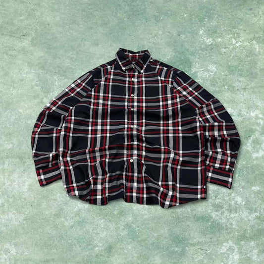 Y2K CHAPS checkered plaid shirt black Long sleeve check button down
