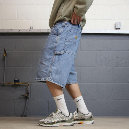 Baggy Lee carpenter shorts blue loose denim skate style summer jorts