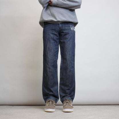Blue Fubu jeans W30L32 denim y2k hip hop pants elasticated detail embroidered design