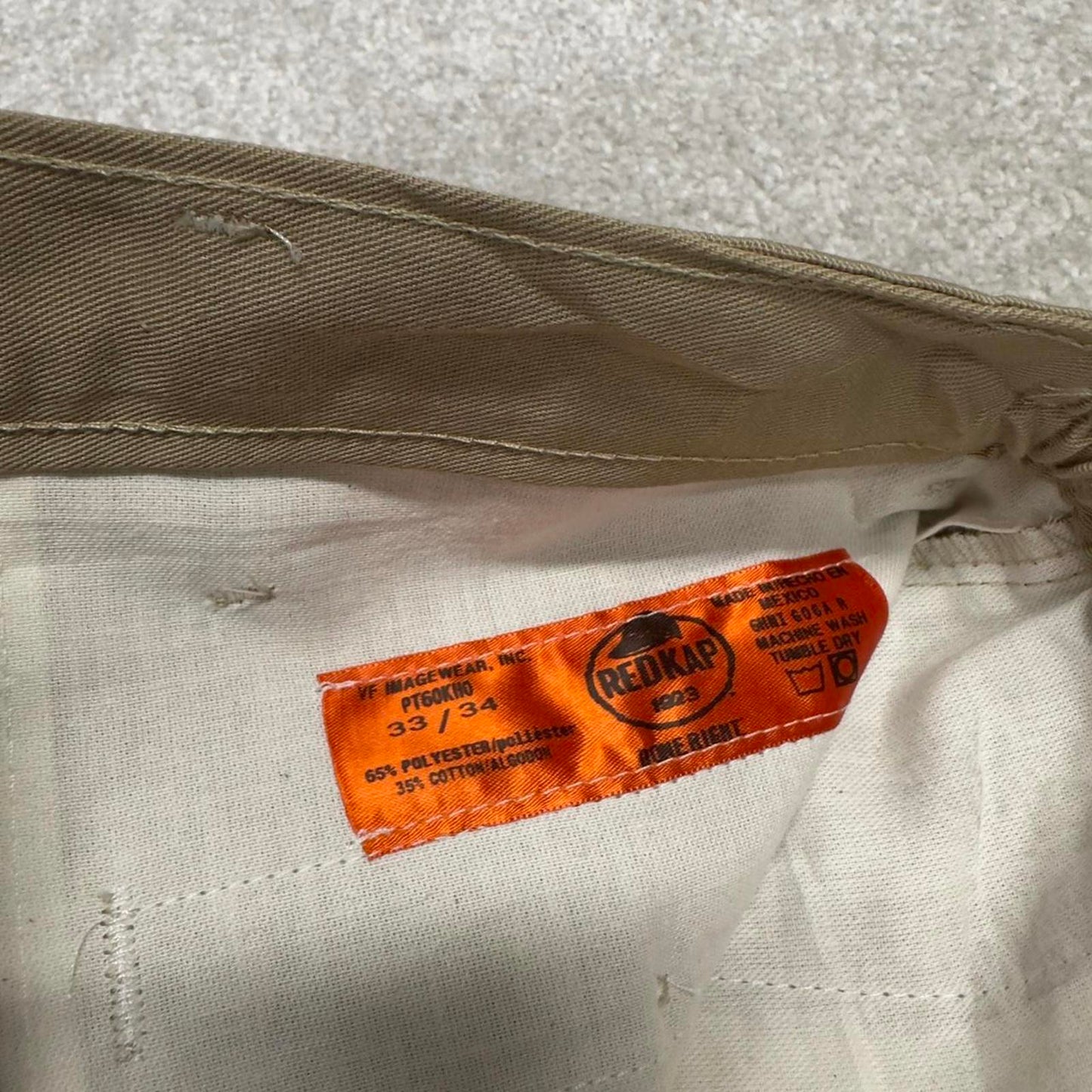 Vintage y2k baggy work pants beige Loose chino style skate trousers Red Kap workwear patch logo