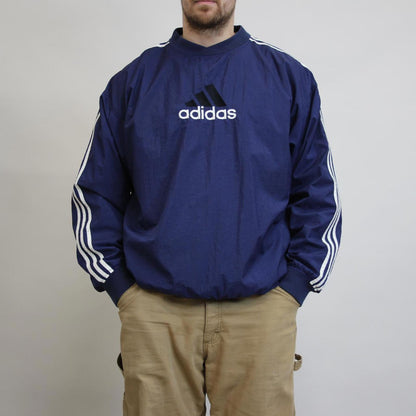 Blue vintage adidas pullover windbreaker XL