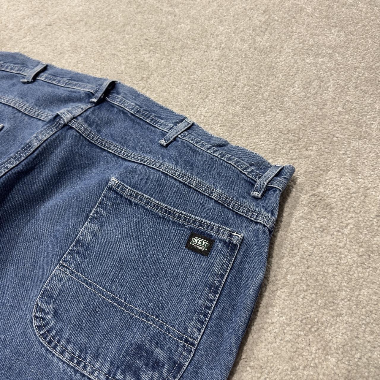 Vintage denim carpenter jeans y2k W44L29 blue Key workwear skater style cargos loose utility pockets