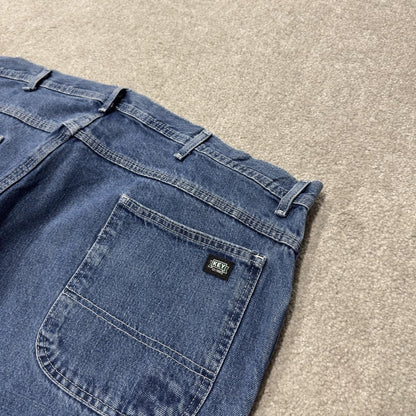 Vintage denim carpenter jeans y2k W44L29 blue Key workwear skater style cargos loose utility pockets
