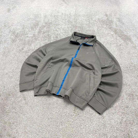 00s Oakley technical track jacket L men's y2k style grey lightweight full zip tech coat