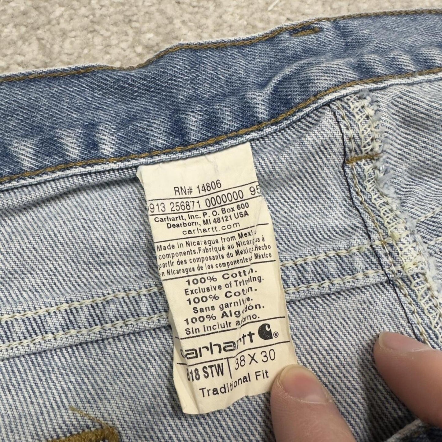 Y2K Carhartt work jeans blue Loose 100% cotton denim skate style work pants