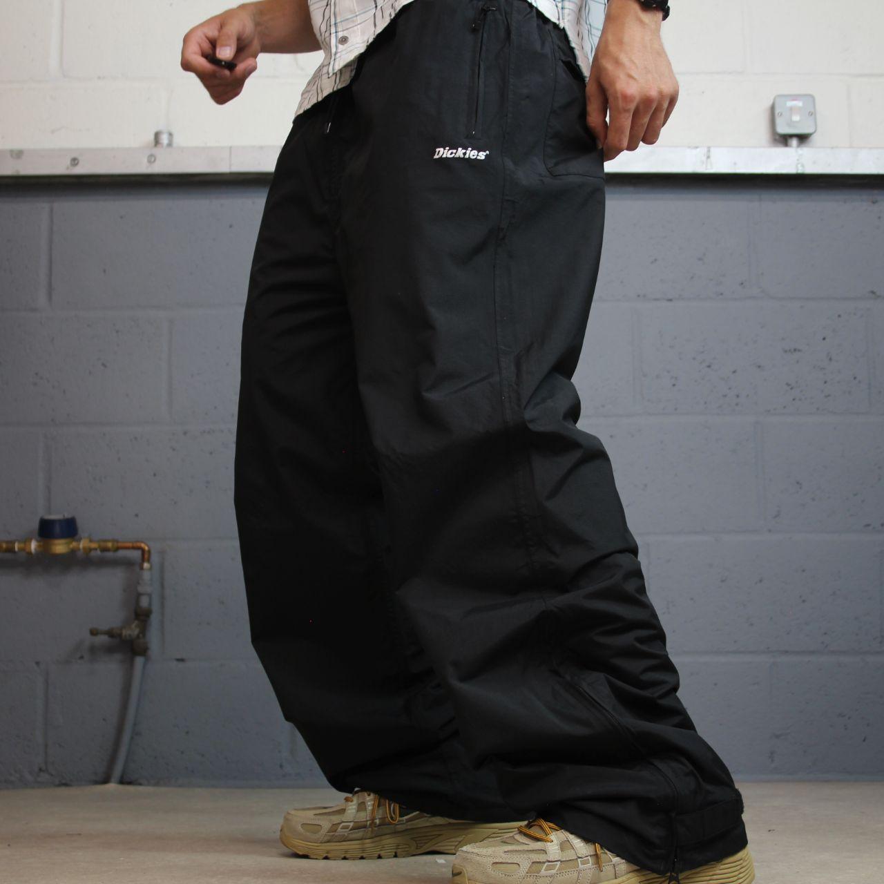 Dickies baggy waterproof tracksuit bottoms black Wide leg lined waterproof technical trousers