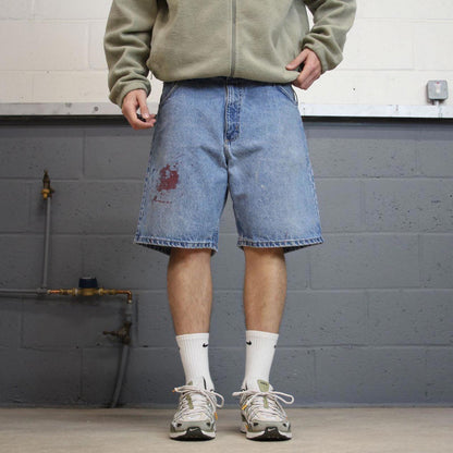 Vintage 90s Carhartt denim shorts skater style blue Loose leg denim summer festival jorts