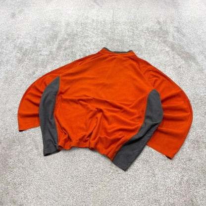 00s Columbia technical fleece XXL men's orange 1/4 zip up y2k autumn adjustable waist