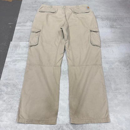 Beige Carhartt cargo pants W42L32 loose wide leg utility work trousers