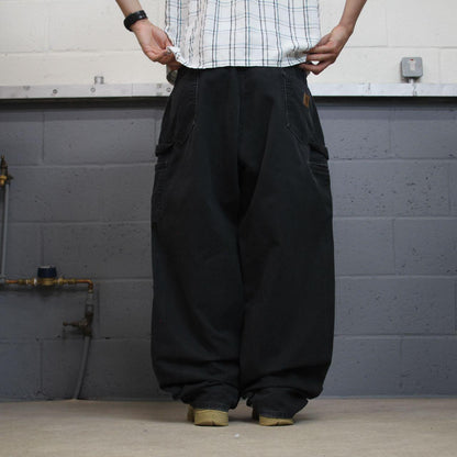 Carhartt baggy carpenter jeans wide leg black Loose canvasy skate style cargo work pants