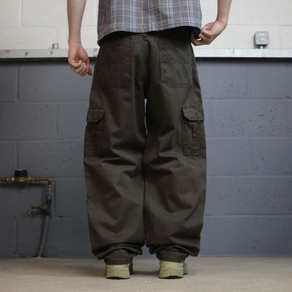 Wrangler baggy cargo pants y2k brown W34L32 Loose fit 100% cotton skater work pants
