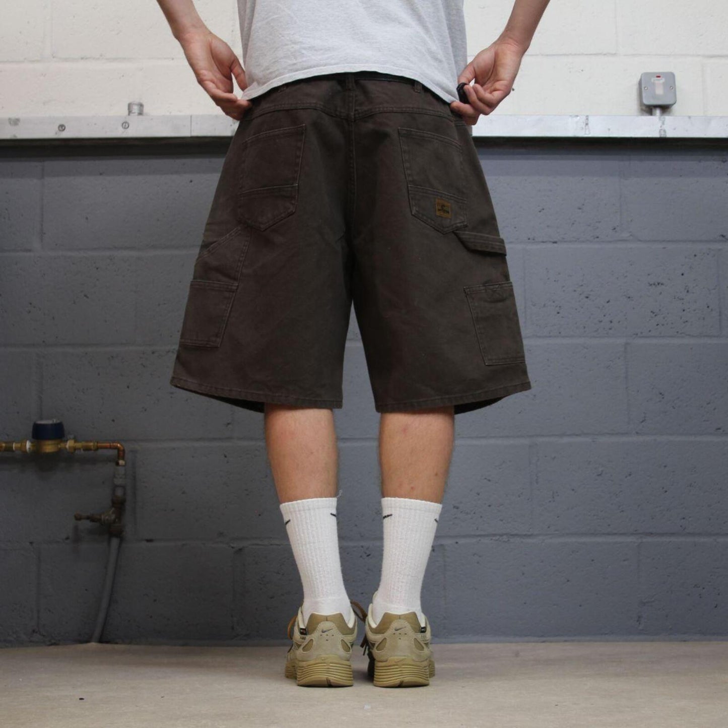 Baggy carpenter shorts canvas cargo brown Big Smith skater style surf jorts