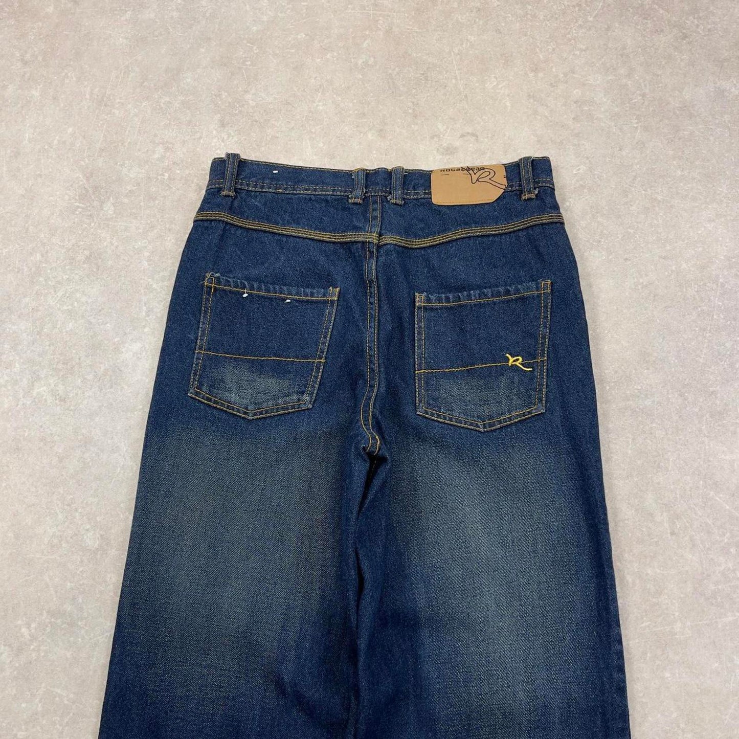 Navy Rocawear jeans size 16 W28L30 embroidered logo y2k style pants