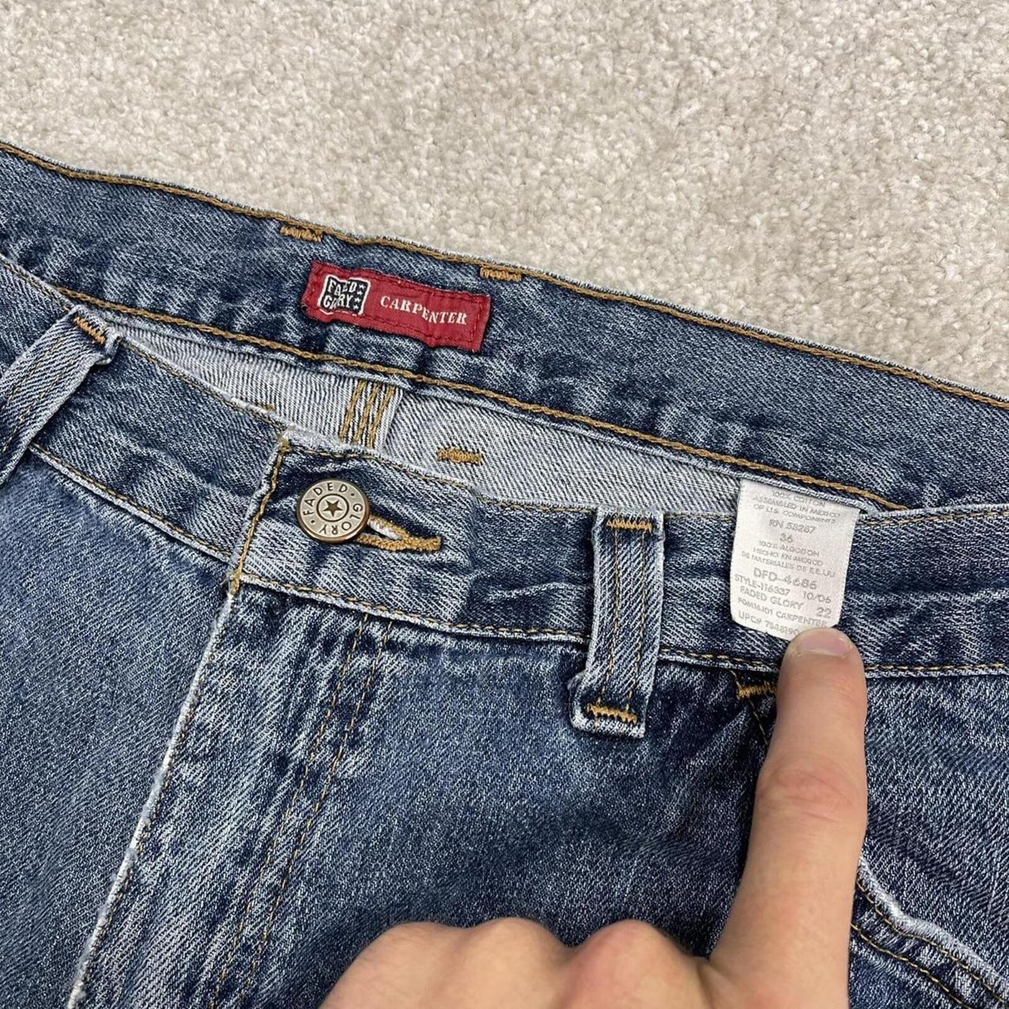 Baggy denim carpenter shorts cargo blue Faded Glory skater style surf jorts
