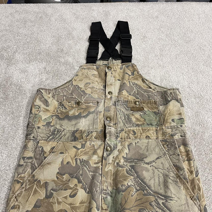 Cabela’s camo dungarees loose fit khaki Vintage Advantage camouflage bib & brace overalls cargos