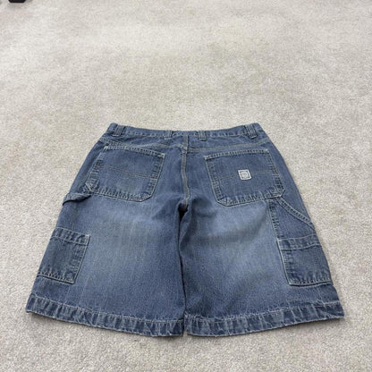 Denim carpenter shorts cargo loose blue Faded Glory skater style surf jorts