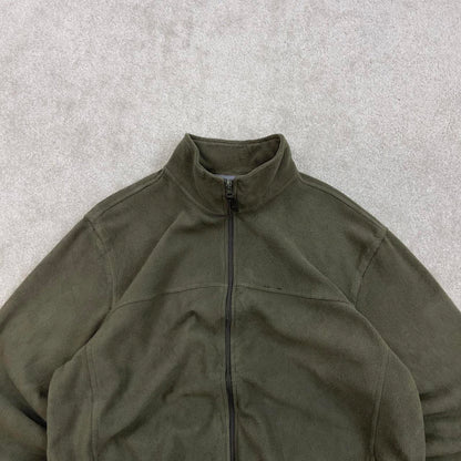 Green Starter zip up fleece Large y2k technical style autumn winter outdoors wear casual embroidered