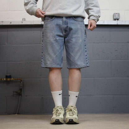 Carhartt denim shorts y2k faded blue Loose skater style work jorts