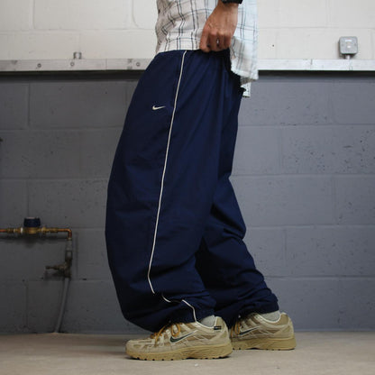 Y2K baggy Nike Team tracksuit bottoms navy XXL loose leg mesh lined track pants