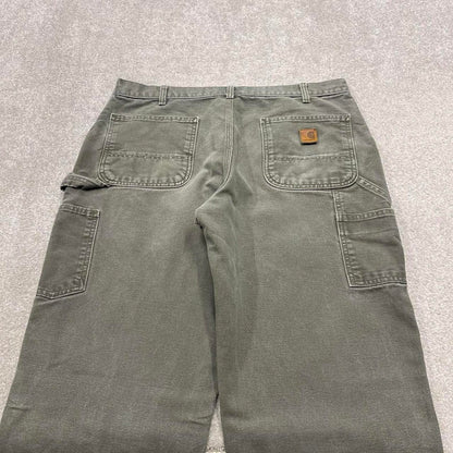 Y2K baggy Carhartt carpenter jeans green Loose wide leg canvas skate style workwear cargo pants