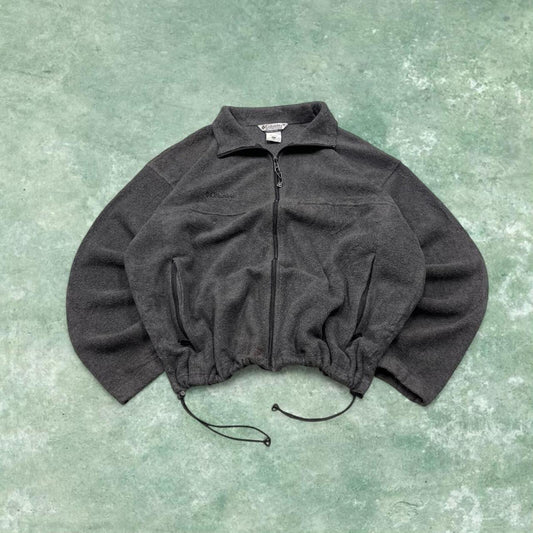 Y2K Columbia technical fleece grey XXL Full zip up boxy fit fleece adjustable toggle waist