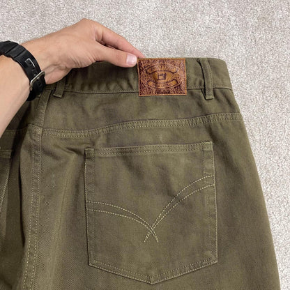 Y2K Evolution In Design jeans W44L32 green denim 100% cotton stitch design
