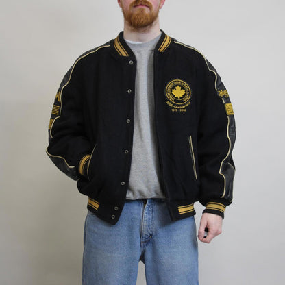 Vintage varsity jacket Large TNT Designs wool bomber letterman Canada black