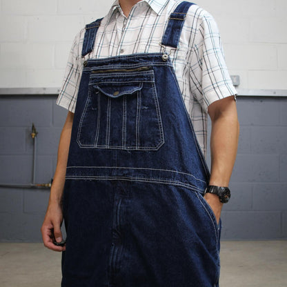 Vintage denim dungarees loose y2k blue Real Work workwear bib & brace overalls utility