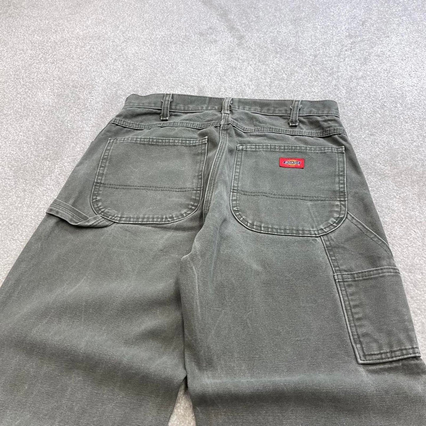 Green Dickies carpenter jeans W32L34 baggy 90s skater style canvas work cargos