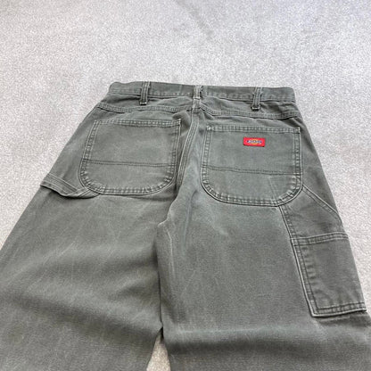 Green Dickies carpenter jeans W32L34 baggy 90s skater style canvas work cargos