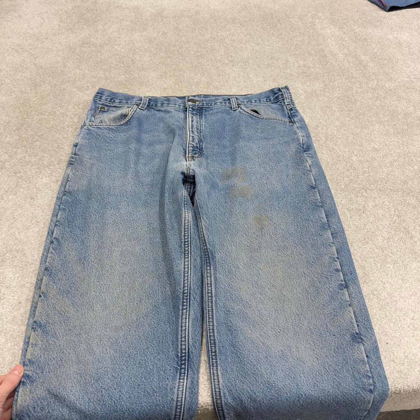 Baggy Y2K vintage Carhartt jeans blue Loose fleece lined denim skate style work pants