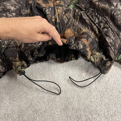 Winchester camo windbreaker fleece jacket khaki Full zip y2k adjustable hooded Mossy Oak camouflage