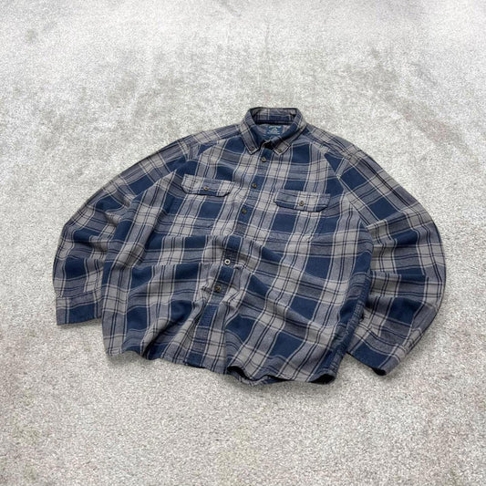 Checkered plaid flannel shirt autumnal L grey Faded Glory men's long sleeve button up y2k style