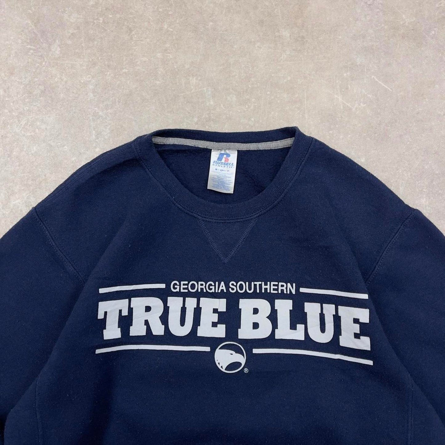 Navy vintage Russell sweatshirt Small thick pullover jumper Georgia Southern True Blue print