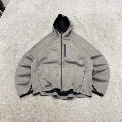 00s Oakley technical hoodie XL men's y2k style grey lightweight hooded performance tech top