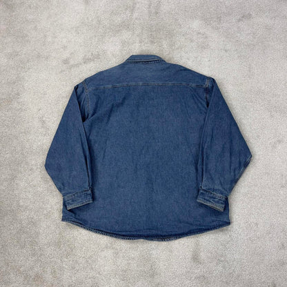 Blue denim Carhartt shirt jacket 2XL overshirt shacket loose fleece lined