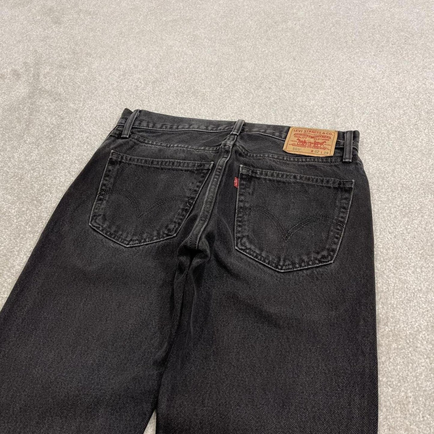Levi's 505 straight fit jeans y2k black Regular straight leg denim pants red tab logo