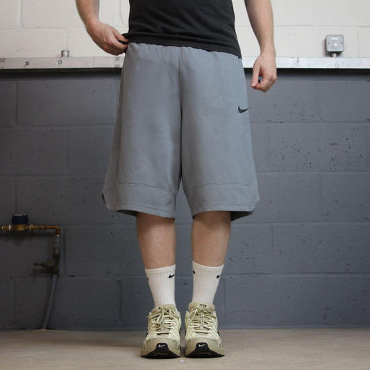 Nike sports shorts y2k Dri-Fit grey Loose floaty embroidered summer gym shorts