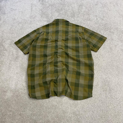 North face checkered short sleeve shirt green TNF festival surf style check shirt button down summer