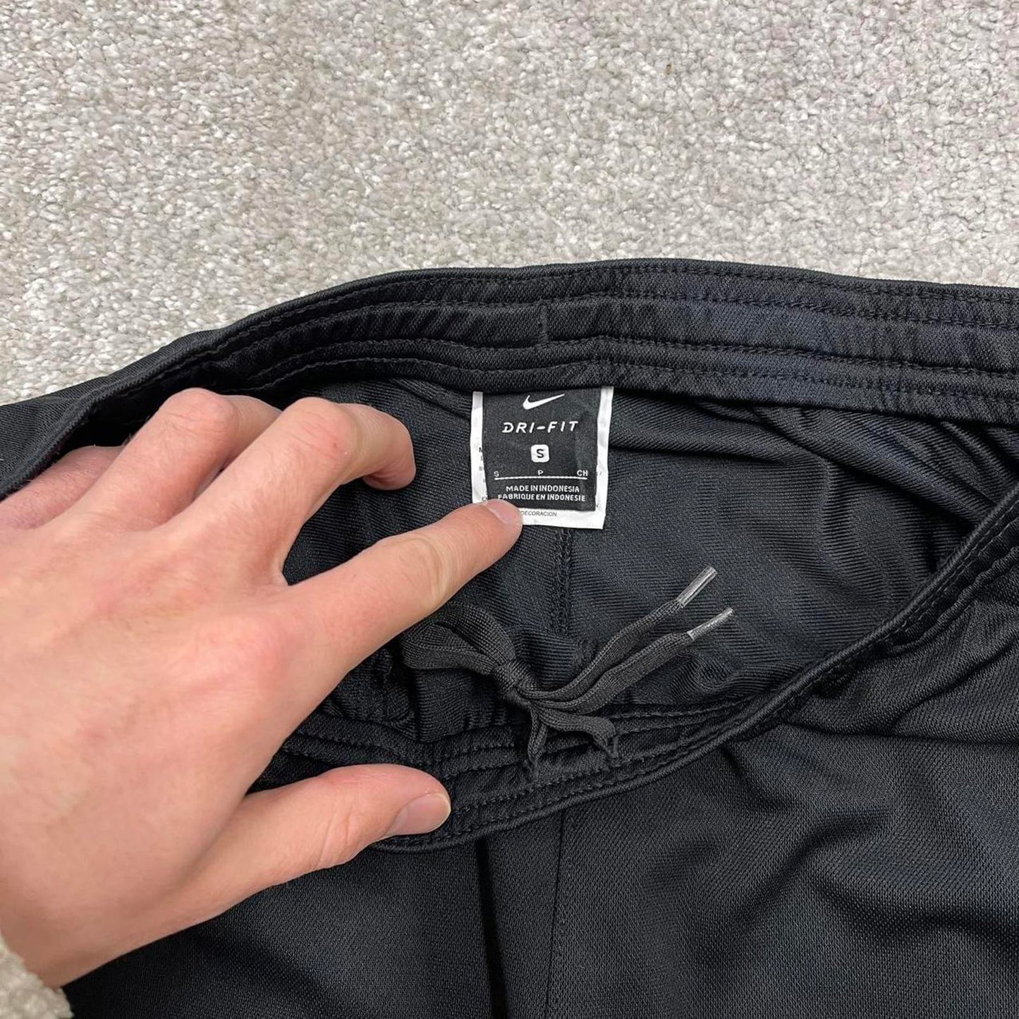 Vintage y2k Nike tracksuit bottoms black Lightweight swoosh logo running track pants