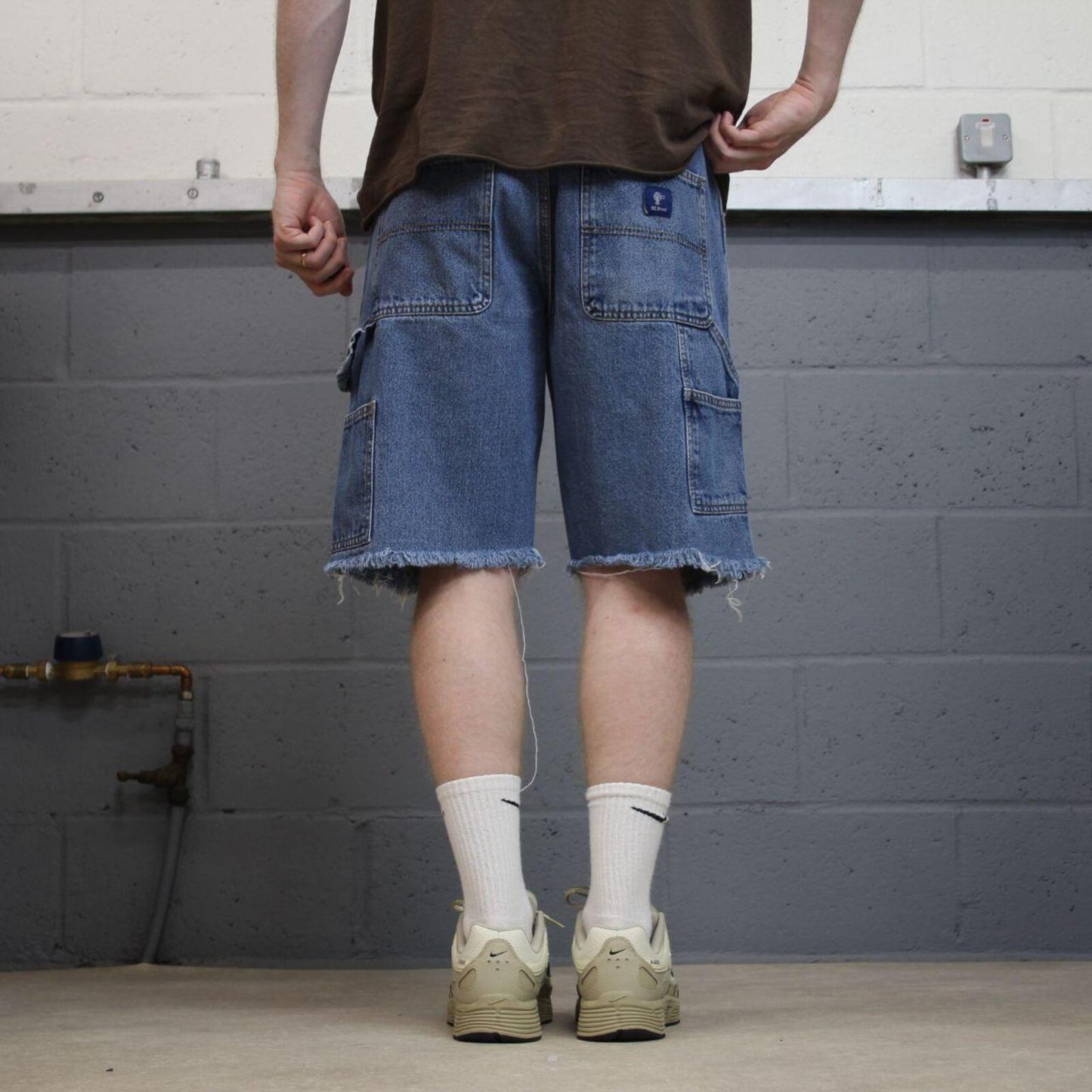 Denim carpenter shorts Y2K cargo blue RK Brand loose skater style surf jorts