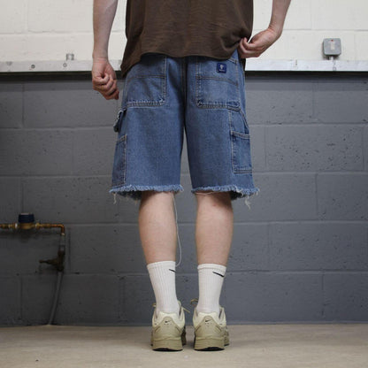 Denim carpenter shorts Y2K cargo blue RK Brand loose skater style surf jorts