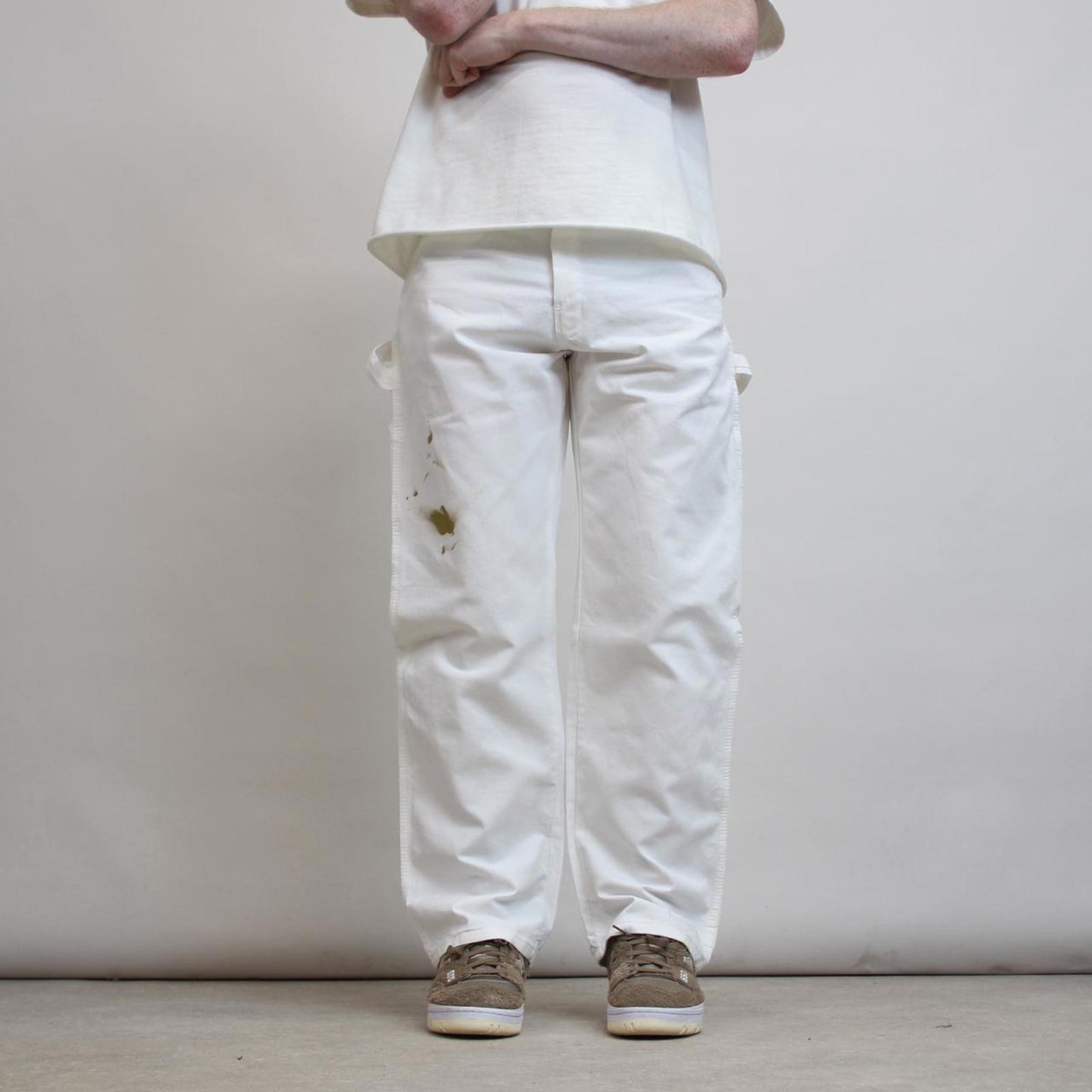 Mens Dickies carpenter pants W34 L30 white loose painter worker cargos