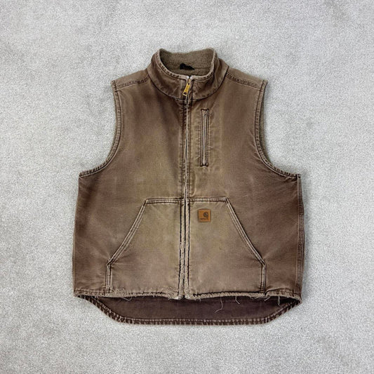 Brown vintage Carhartt gilet L sandstone canvas