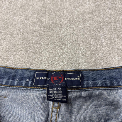 Y2K Phat Farm carpenter jeans W36L32 loose blue Thick heavy denim skate style hip hop pants