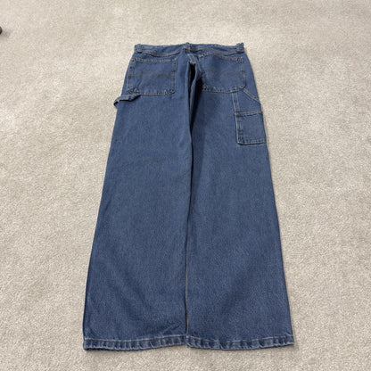 Rustler denim carpenter jeans y2k blue W32L34 Loose thick denim skater style utility cargo pants