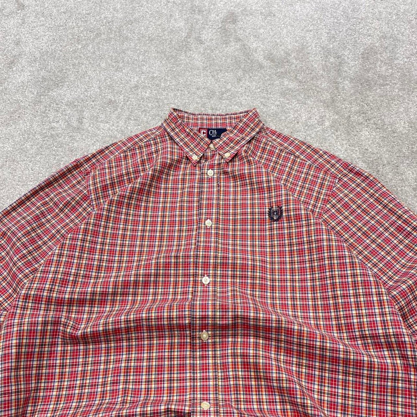 Y2K CHAPS checkered plaid shirt red Long sleeve check button down