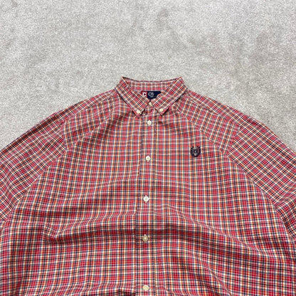 Y2K CHAPS checkered plaid shirt red Long sleeve check button down